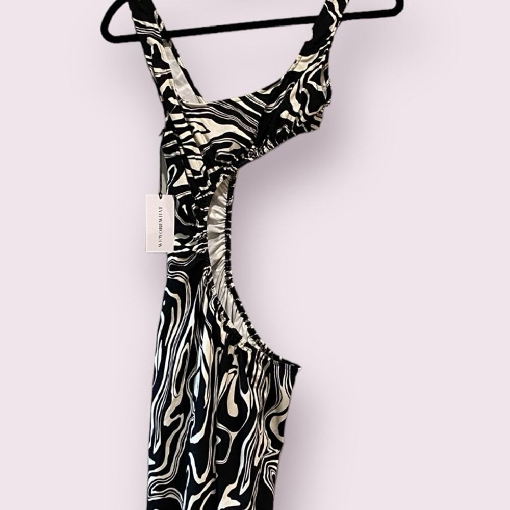 We Wore What Black & White Spiral Cut-out Dress